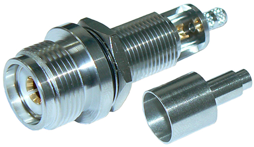 UHF female bulkhead connector solder crimp for RG316, 5/8-UNEF-24 thread to 1/2-28UNEF-2A thread inc O-Ring